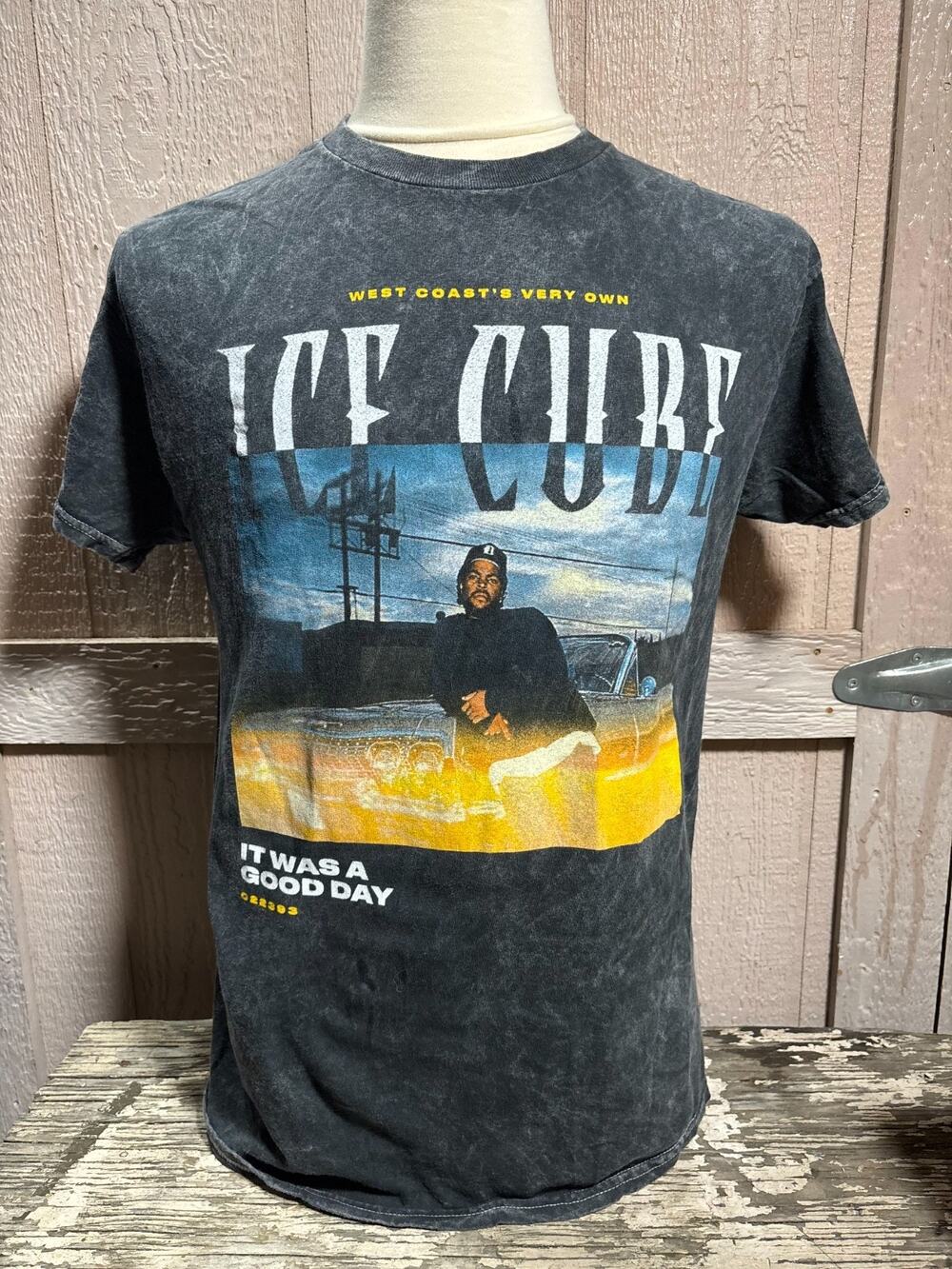 Ice Cube black acid wash T Shirt Large rap hip hop tee shirt
